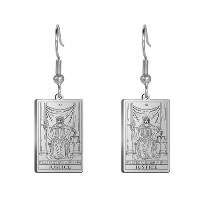 Classic Tarot Cards Stainless Steel Drop Earring for Women Sun Moon Star Lovers Divination Tarot Jewelry Birthday Gift