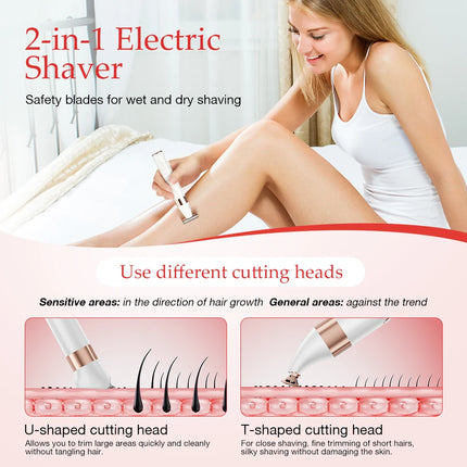 ANLAN Electric Body Hair Trimmer for Women Double Head Safety Blade Wet Dry Shaver for Underarms Legs Arms Fingers Lips Bikini