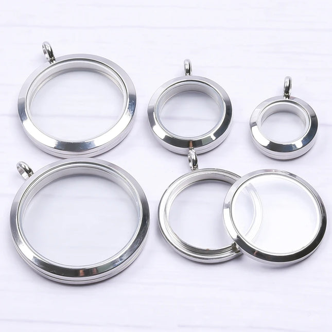 1Pc Stainless Steel Openable Glass Coin Bezel Cremation Urn Locket Pendant Round Reliquary Picture Medaillon кулон Jewelry
