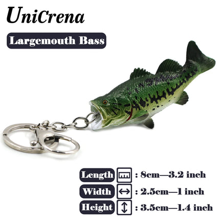 Fish Keychain Creative Handmade Fish Model Key Ring Trout/Snapper/Tuna/Salmon/Bass Keychain Fishing Themed Key Holder Accessory