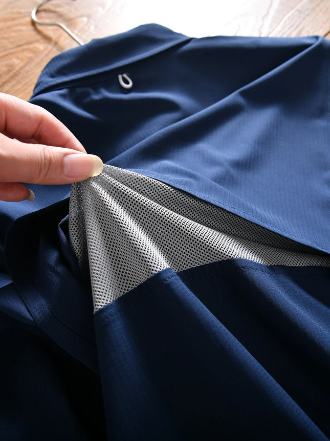 Quick Dry Breathable 3D Tailored Men's Summer Outdoor Workwear Fishing Sun Protection Shirt Polyester Fiber Casual Style