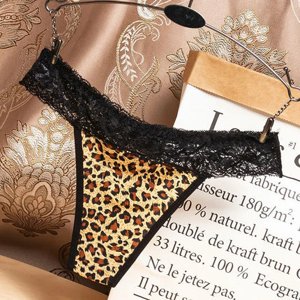 Summer Thin Breathable Women's Low-Waist Seamless Pure Desire Wild Leopard Print Panties