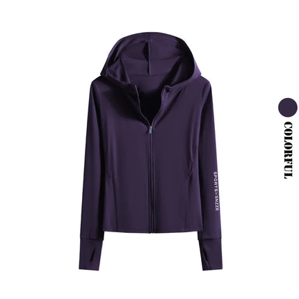 DRUR Autumn Winter Yoga Top Women Hooded Workout Jacket Zip Up Athletic Running Shirts with Pockets Sportswear Christmas Gifts