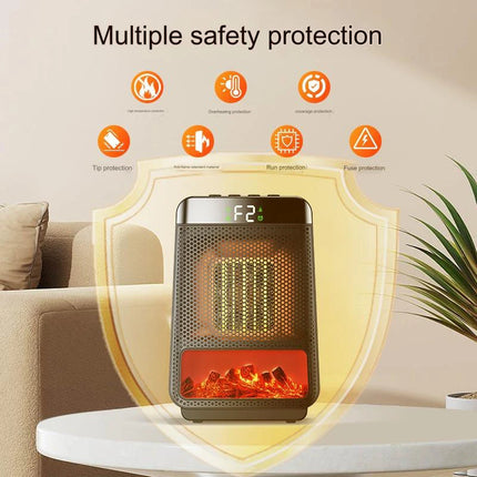 1500W Flame Portable Heaters for Home with Variable Thermostat, Electric Heater Desktop 3D Dynamic Light Low Noise Room Heater