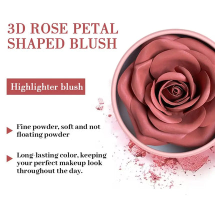 Rare Beauty 3D Petal Rose Blush Shimmer Makeup Highlighter with Real Rose Flower Gift Rubor Forma Rosa long lasting For Women