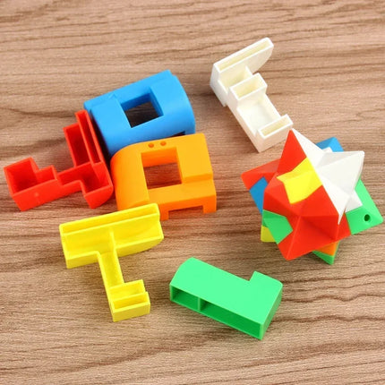 3D Puzzle Luban Lock Keychain - Magic Mini Cube Brain Teaser Game Intellectual Educational Toy For Kids Adult Antistress