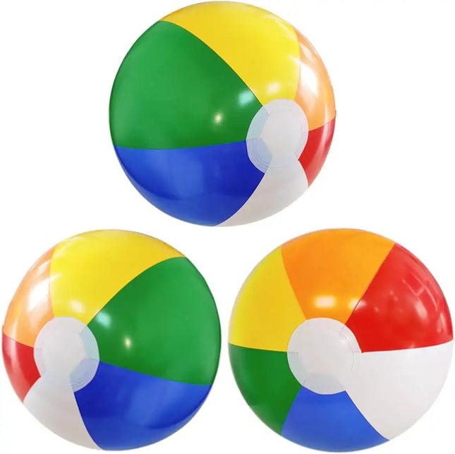3pcs Summer Inflatable Beach Balls Rainbow Striped Inflatable Pool Balls for Pool Party & Beach Games Adults Kids Outdoor Play