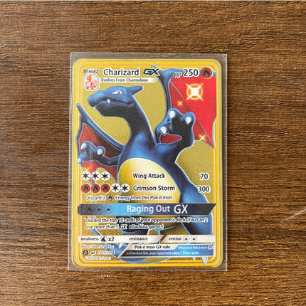 Charizard Theme Metal Collectible Cards Arceus Mewtwo.Super Lehiram ，6Pcs Gold Foil Fan Art Trading Cards Collection Toy Gift