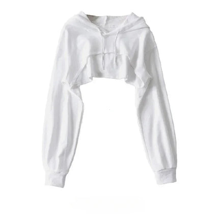 Hoodie Female Hoodie Personality Irregular Crop Ultra Short Style Long Sleeve Top Female Drop Shipping Sweatshirt Y2k Clothes