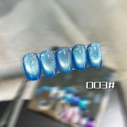 1-10pcs WS Sparkling Blue Glass Bead Cat Magnetic Gel Nail Polish Flash Whitening Popular Semi Permanent Soak Off UV Gel Varnish
