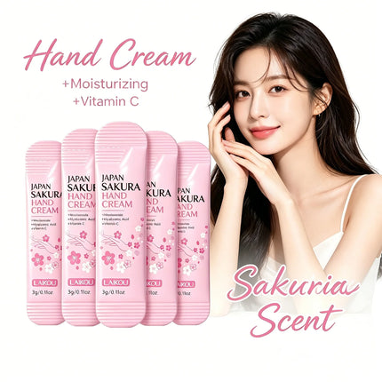 LAIKOU Sakura Hand Cream 3g Sachet Niacinamide Hyaluronic Acid Moisturizing Nourishing Mini Travel Hand Lotion for Dry Skin