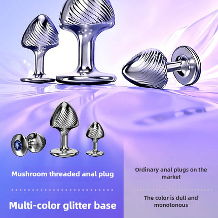 1PCS Mushroom Shaped Metal Anal Plug Anal Massage Dilator Prostatic Anal Stimulation Adult Couples Masturbation Toys