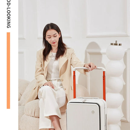Mixi Front Laptop Pocket Suitcase Wide Handle Travel Suitcase Men 20''Carry-On Luggage Women PC Aluminum Frame Trolley Case 24''
