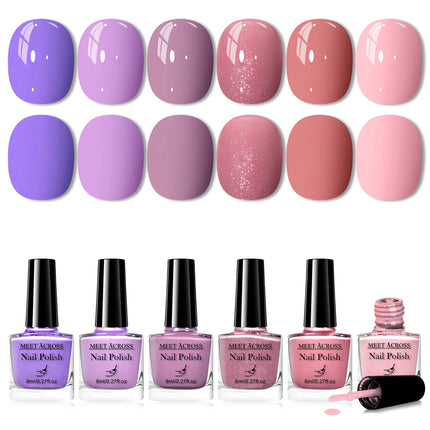 6pcs 8ml Water-Based Nail Polish Long Lasting Quick Drying No Need of Lamp to Cure Nail Supplies Vernis for Nail Art Decorations