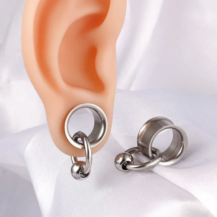 2PC/Set Stainless Steel Round Ear Gauges Plugs Expander Ear Hangers Tunnel Piercing Women Body Jewelry Stretcher Studs