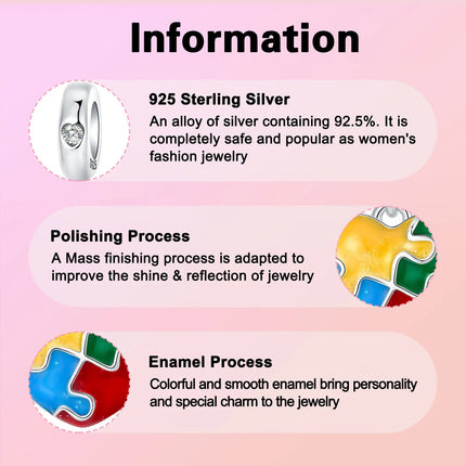 925 Sterling Silver Unique Red Puzzle Heart Dangle Charm Valentine's Day Pendant Fit Original Bracelets Women DIY Jewelry Gift