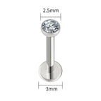 Tit. 2.5mm CZ / Plug & Tunnel Jewelry / 16G 1.2x10mm|Body|Round