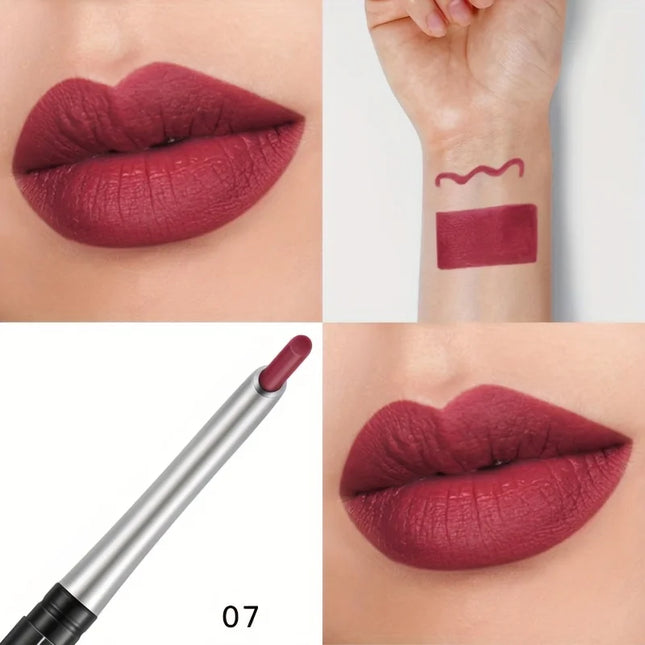 Waterproof Long Lasting Matte Lipliner Pencil Red Contour, Non Stick Cup Tint Lipstick, Moisturizing Lip Makeup