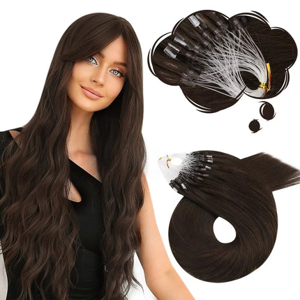 Moresoo Micro Link Hair Extensions Human Hair Micro Loop Hair Cold Fusion 50G Invisible Brazilian PreBonded Remy Micro Ring Hair