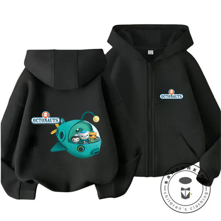 Cute Kawaii 2026 Octonauts Zipper Hoodie 3-14Y Boys Girls Autumn Winter Cartoon Street Hot Fashion Outdoor Casual Lovely