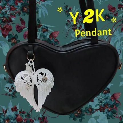 Wings Shape Carabiner Acrylic Keychain Y2K Punk  Angel Wings Bag Pendant Heart Cross White DIY Keychain Bag Hanging Decor