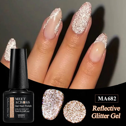 7Ml Reflective GlitterGel Nail Polish Bright Sparkling Silver Color Semi-permanent Soak Off Nail Art UV Varnish Nail Supplies