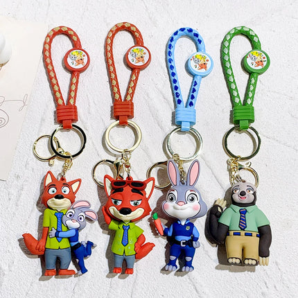 Zootopia Keychain Set Judy& Nick Wilde PVC Figure Keychain, Disney Movie Character Key Ring, Animal Cartoon Bag Charm Gift