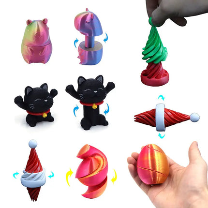 3D Printed Spiral Cone Fidgeting Toy Rotating Animal Pyramid Passthrough Sculpture Antistress Anxiety Relieving Game Adults Toys