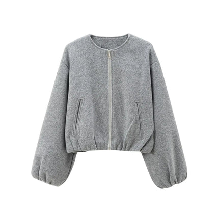 MUJER Red Zipper Bomber Jackets for Women Soft Cropped Jackets Woman 2025 Long Sleeve Woman's Sports Jacket New in Outerwears
