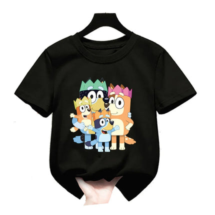 Bluey Girls T-shirt Kids' Clothing Summer Printed Cartoon Tees Short Sleeve Kids' Cotton Outfits Tops