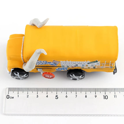 Original Disney Pixar Cars 3 Anime Figure School Bus Cartoon Model Car 1:55 Metal Die Casting Alloy Car Kids Toys Birthday Gifts
