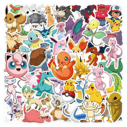 200pcs Non-duplicate Random Cartoon Anime Cute Pikachu Pokemon Children Waterproof Stickers