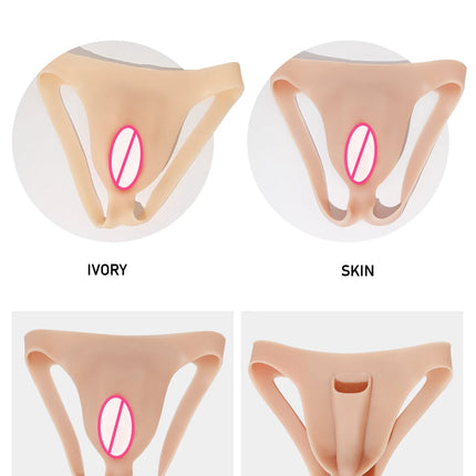 ONEFENG Realistic Silicone Panties Gays Pussy Pants  Sexy Fake Vagina Form Crossdresser Transgender Shemale Drag Queen Cosplay