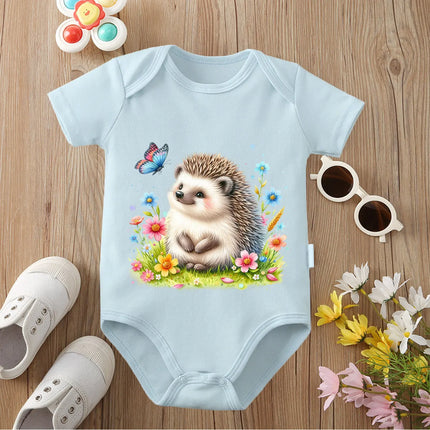 100% Cotton Bodysuit Retro Hedgehog Likes Rainy Day Onesie Comfortable Cloths for Baby Jumpsuit for 0 To 12 Months Newborn