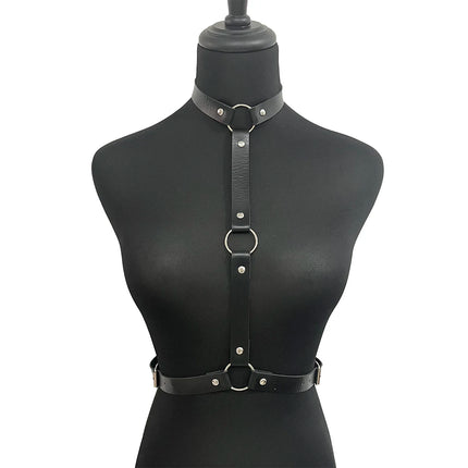 3pcs Women's Fashion Black Leather Straps Adjustable Sexy Adult Sex Accessories Punk Festival Party Accessories