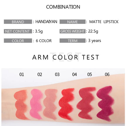 6 Colors Nude Matte Lipstick Waterproof Velvet Lipsticks Sexy Red Brown Pigments Makeup Long Lasting Profissional Lips Cosmetics