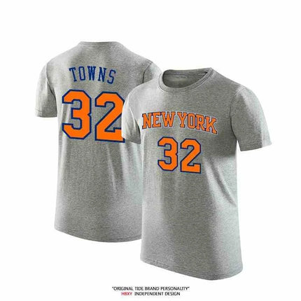 Summer Playoff New York Brunson Towns Jersey Short-sleeved City Jersey American Basketball Jersey Half-sleeved Cotton T-shirt