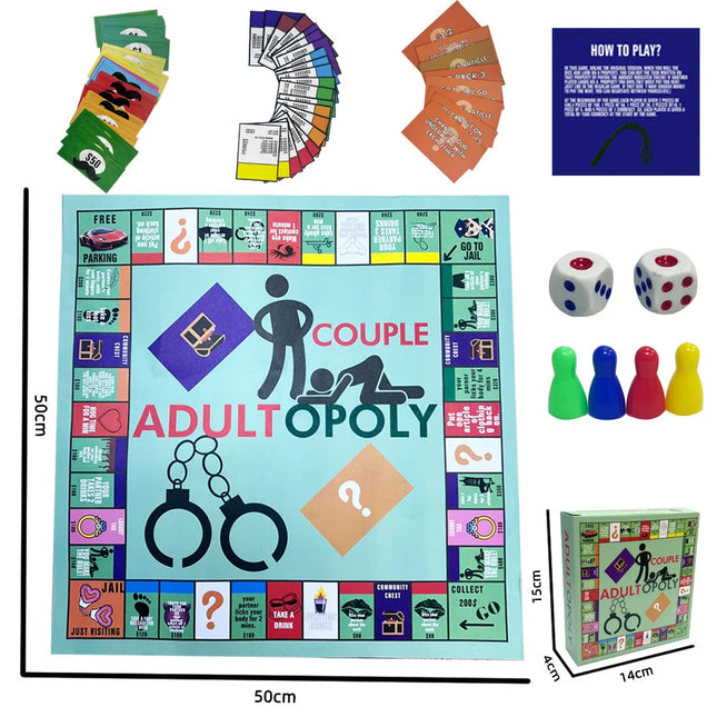 Couples Adultopoly Board Game for Sex Toys Date Night Couple Game Card Board Game Props For 1 Set Adults Sex Game Board