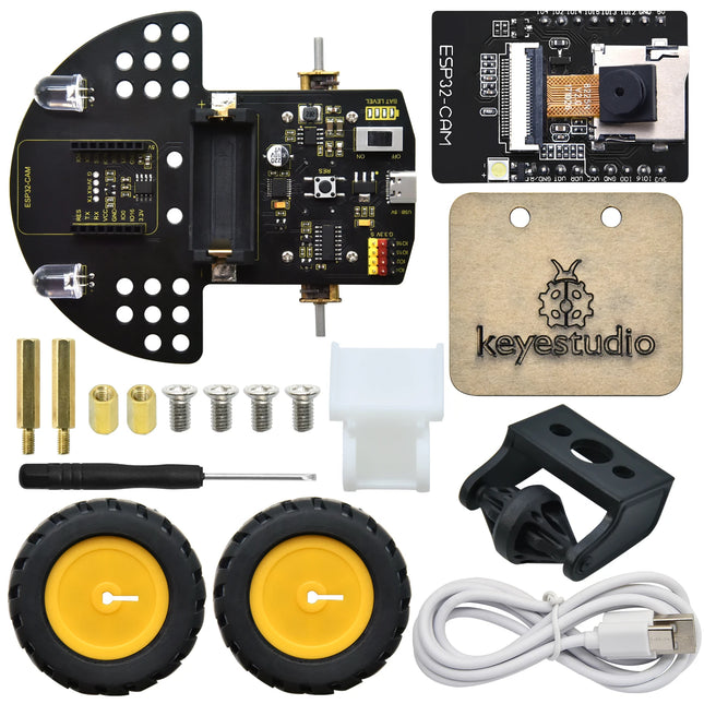 Keyestudio ESP32-CAM Vision Smart Robot Car Arduino-Compatible Legoeds Blocks AI Camera Robot Support STEM Coding Gift for Kids