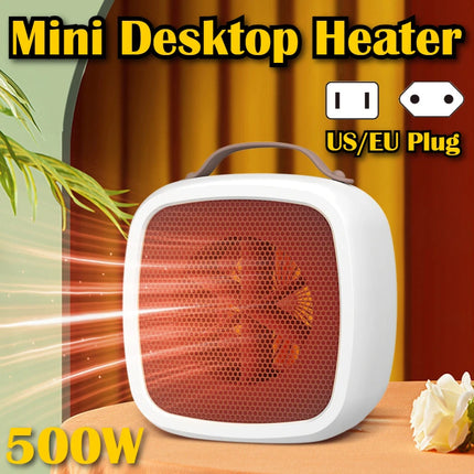 500W Portable Mini PTC Ceramic Heater Mute Fast Heating Warm Air Fan for Indoor Household Desktop Office Winter