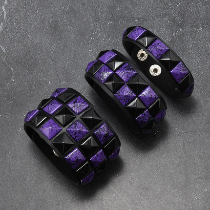 3Pcs/Set Fashion Contrasting Rivets Leather Wrist Friendship Big Wide Bracelet For Male Female Buckle Vintage Punk Jewelry