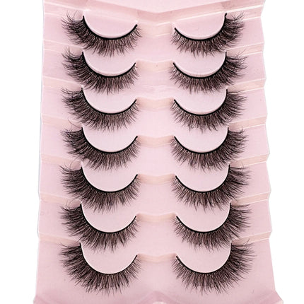 7pairs Natural Russian Strip Lashes Fluffy Mink Lashes 3D False Eyelashes Fluffy Volume Eyelashes Fake Eyelash Extension Make Up