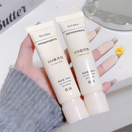 Moisturizing Liquid Foundation Ivory White Natural Color BB Cream Waterproof Lasting Base Concealer Lightweight NonSticky Makeup