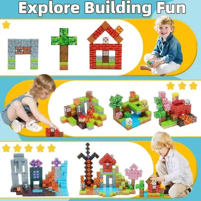 10-500PCS Magnetic Building Blocks Magnet Set Bricks Mini World STEM Construction DIY Educational Toys For Kids Birthday Gifts