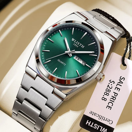 Men's Quartz Watch Luxury Waterproof Luminous Date Week Stainless Steel Men's Watch Male Wristwatches