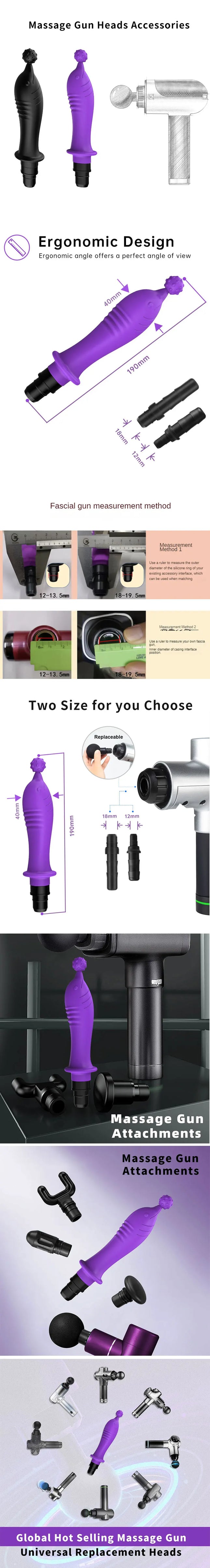 1pc Black Silicone Massage Head, Fascia Gun Massage Head, With Multiple Uses, Including Three Interfaces, Used For Fascia Gun