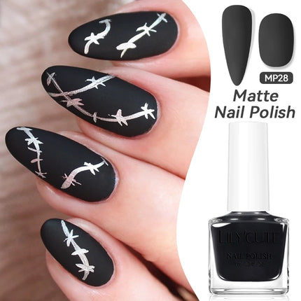 LILYCUTE 7ml Matte Nail Polish Velvet Effect Pearl Shell  Air Dry Nail Art Varnish No Need Lamp Manicure Glitter Nail Care Polis