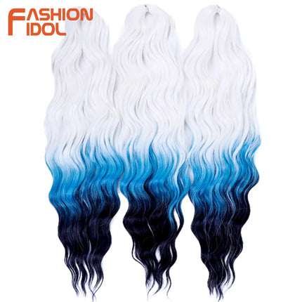 Anna 24 Inch Hair Synthetic Deep Wave Braiding Hair Extensions Braid Hair Ombre Rainbow Red Orange Twist Crochet Curly Hair