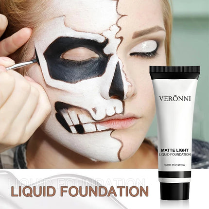 White toning liquid foundation water-resistant,Matte Natural Finish,Lightweight Non-Sticky Foundation Concealer,Halloween makeup