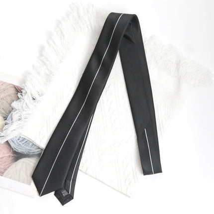 Black Luxury Stripe Tie Handmade High Quality Necktie Skinny 6cm Ties for Men Women  Cravat Business Party Corbatas Accessories